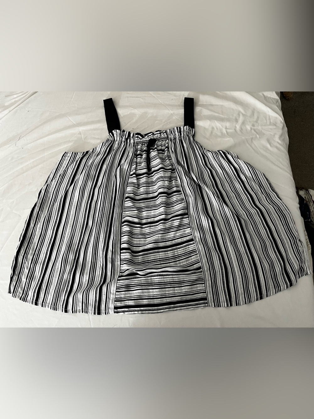 Striped off-shoulder or elastic-top garment